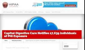 
							         Capital Digestive Care Notifies 17,639 Individuals of PHI Exposure								  
							    