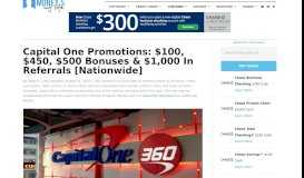 
							         Capital One 360 Promotions: $100 Bonus & $1,000 In Referrals								  
							    