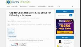 
							         Capital One Spark $100-300 Bonus for Referring a Business - Doctor ...								  
							    