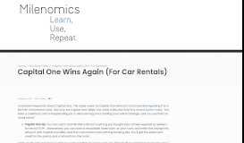 
							         Capital One Wins Again (For Car Rentals) - milenomics								  
							    
