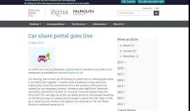
							         Car share portal goes live | Falmouth Exeter Plus								  
							    
