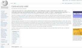 
							         Card security code - Wikipedia								  
							    