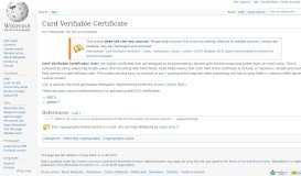 
							         Card Verifiable Certificate - Wikipedia								  
							    