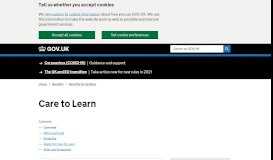
							         Care to Learn: Further information - GOV.UK								  
							    
