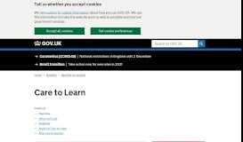 
							         Care to Learn: How to claim - GOV.UK								  
							    