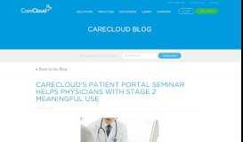 
							         CareCloud Patient Portal Seminar Helps Physicians with Stage 2 ...								  
							    