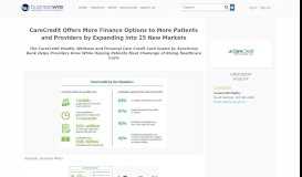 
							         CareCredit Offers More Finance Options to More ... - Business Wire								  
							    