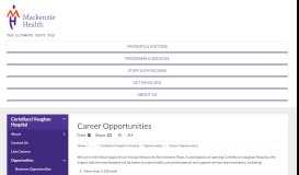 
							         Career Opportunities - Mackenzie Health								  
							    