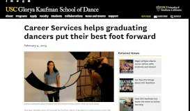 
							         Career Services helps USC Kaufman graduating BFA dance students								  
							    