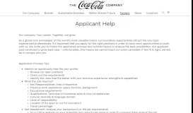 
							         Careers: Applicant Help: The Coca-Cola Company								  
							    
