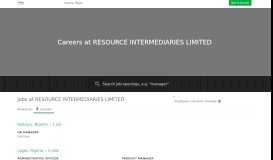 
							         Careers at RESOURCE INTERMEDIARIES LIMITED								  
							    