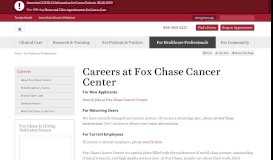 
							         Careers - Fox Chase Cancer Center								  
							    