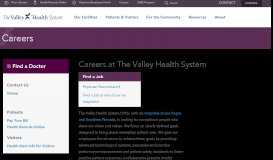 
							         Careers | Valley Health System - The Valley Health System								  
							    