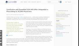 
							         CareEvolve and ZoomMed USA Will Offer Integrated e ...								  
							    