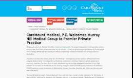 
							         CareMount Medical, P.C. Welcomes Murray Hill Medical Group to ...								  
							    