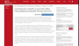 
							         Carestream Health Launches New Cloud-Based eHealth Portal Service								  
							    