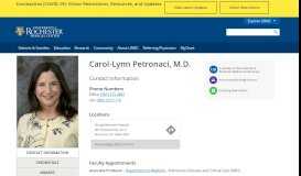 
							         Carol-Lynn Petronaci, M.D. - University of Rochester Medical Center								  
							    