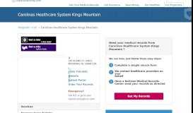 
							         Carolinas Healthcare System Kings Mountain | MedicalRecords.com								  
							    