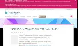 
							         Caroline A. Pasquariello, MD, FAAP, FCPP | Children's Hospital of ...								  
							    