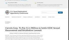 
							         Carrols Corp. To Pay $2.5 Million to Settle EEOC Sexual Harassment ...								  
							    