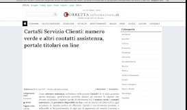 
							         CartaSi Servizio Clienti: numero verde e altri contatti assistenza ...								  
							    