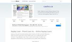 
							         Cashx.ca website. Payday Loan – Planet Loan Inc – Online ...								  
							    