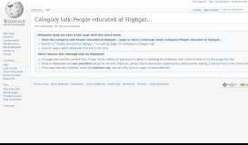 
							         Category talk:People educated at Highgate School - Wikipedia								  
							    