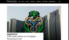 
							         CBN tasks states on mortgage foreclosure law - Nigerian Diary								  
							    
