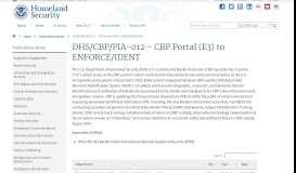 
							         CBP Portal (E3) to ENFORCE/IDENT | Homeland Security								  
							    