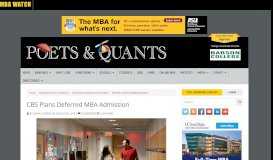 
							         CBS Plans Deferred MBA Admission - Poets & Quants								  
							    