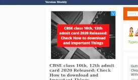 
							         CBSE class 10th, 12th admit card 2020 Released: Check How ...								  
							    