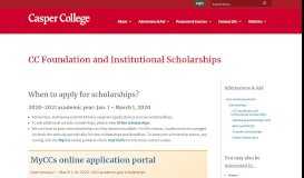 
							         CC Foundation and Institutional Scholarships | Casper College ...								  
							    
