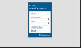 
							         CCH® IntelliConnect Login								  
							    