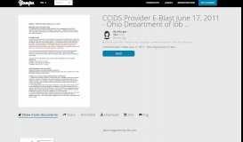 
							         CCIDS Provider E-Blast June 17, 2011 - Ohio Department of Job ...								  
							    