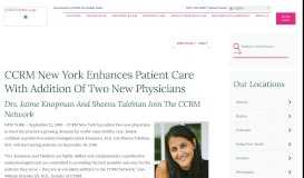 
							         CCRM New York Enhances Patient Care With Two New Physicians								  
							    