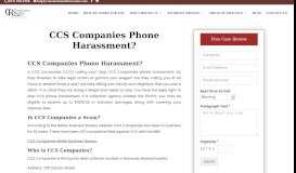
							         CCS Companies Phone Harassment? - Consumer Law Firm Center								  
							    