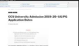 
							         CCS University Admission 2019-20~UG/PG Application Dates								  
							    