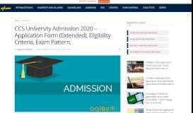 
							         CCS University Admission 2019 – Admit Card, Exam Pattern, Result ...								  
							    