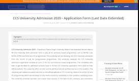 
							         CCS University Admissions 2019 - Eligibility, Courses, Registration								  
							    