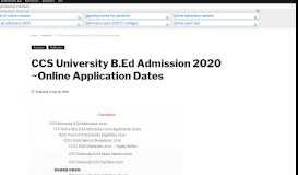 
							         CCS University B.Ed Admission 2019 ~Online Application Dates								  
							    