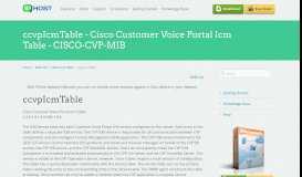
							         ccvpIcmTable - Cisco Customer Voice Portal Icm Table - CISCO-CVP ...								  
							    