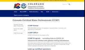 
							         CCWP Portal | Department of Public Health and Environment								  
							    