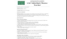
							         CDC SUBSTITUTE MASTER TEACHER - Job Bulletin								  
							    