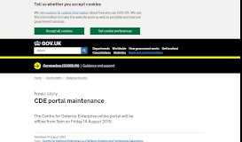 
							         CDE portal maintenance - GOV.UK								  
							    