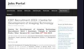 
							         CDIT Recruitment 2019 | Centre for Development of ... - Jobs Portal								  
							    