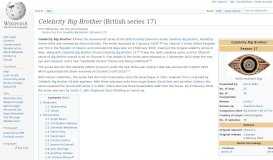 
							         Celebrity Big Brother (UK series 17) - Wikipedia								  
							    