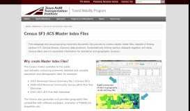 
							         Census SF1-ACS Master Index Files — Transit Mobility Program								  
							    
