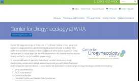 
							         Center for Urogynecology at WHA | Women's Health Advantage								  
							    