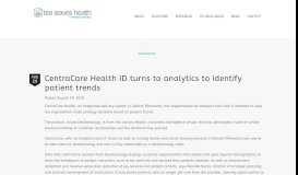
							         CentraCare Health ID turns to analytics to identify patient trends | Tea ...								  
							    