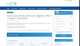 
							         Central bank of India credit card | Eligibility | Offers | Features ...								  
							    